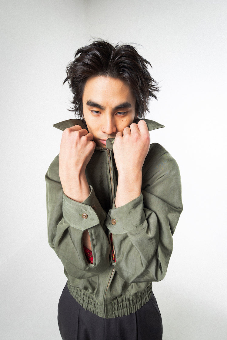 NYLON ZIP UP BLOUSON (SAGE GREEN)
