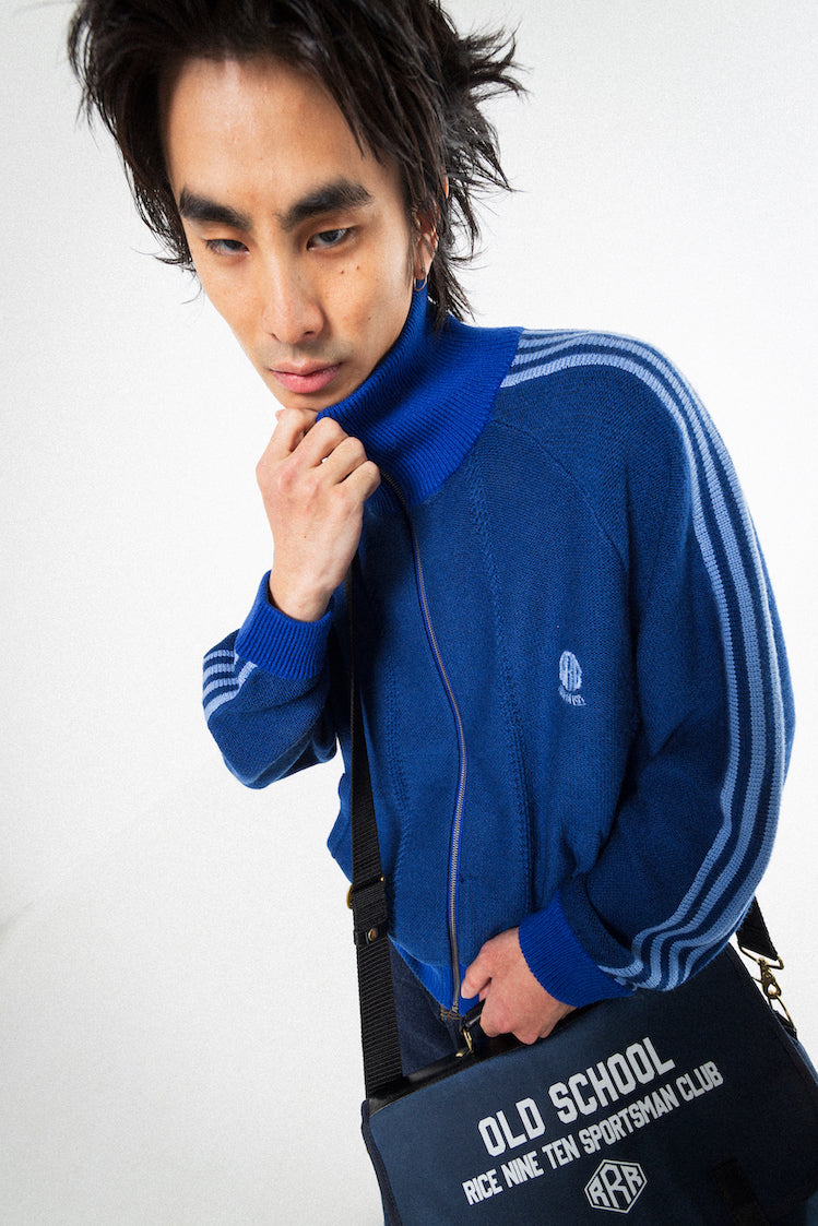 KNITTED TRACK JACKET (NAVY)