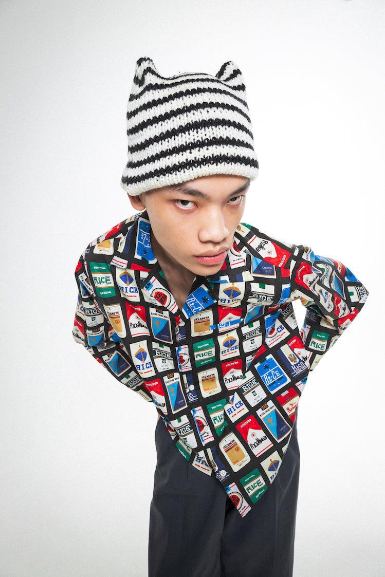 CIGGY OPEN COLLAR SHIRT (BLACK)