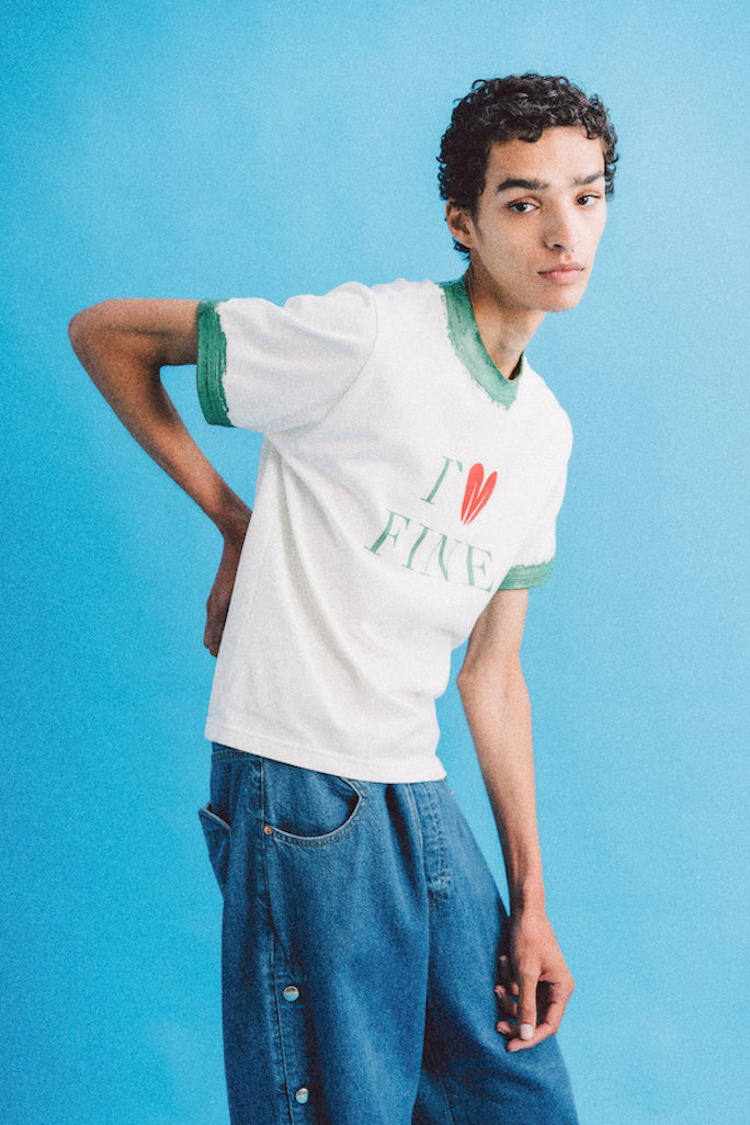 HAND PAINT RINGER TEE (OFF WHITE)