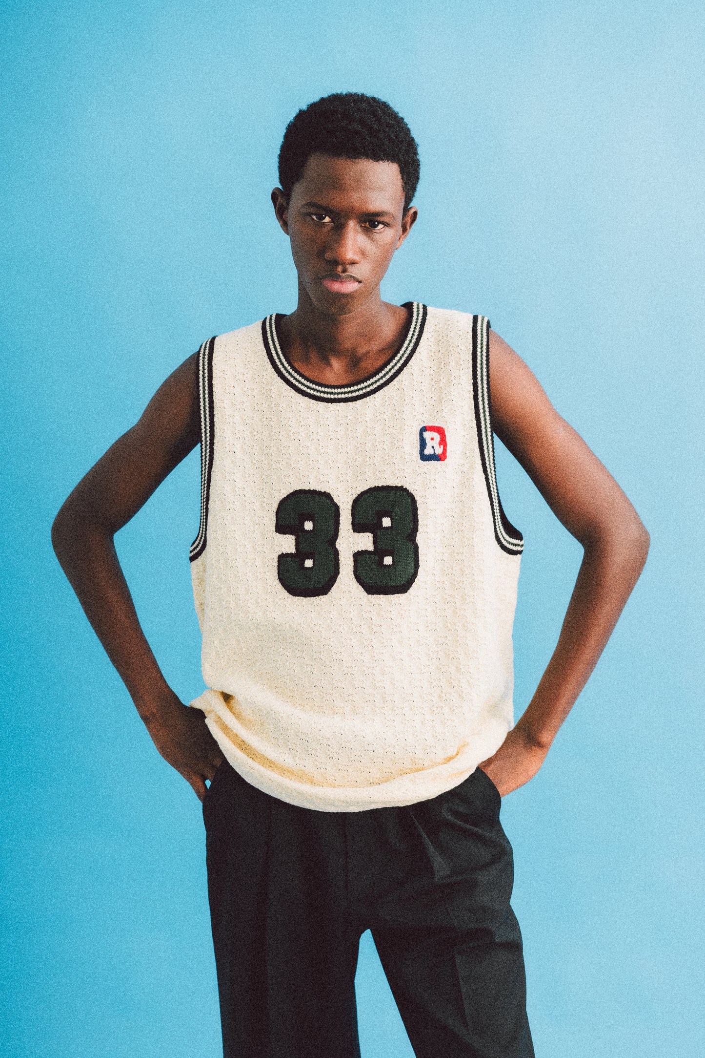 KNITTING BASKETBALL SHIRT (OFF WHITE)