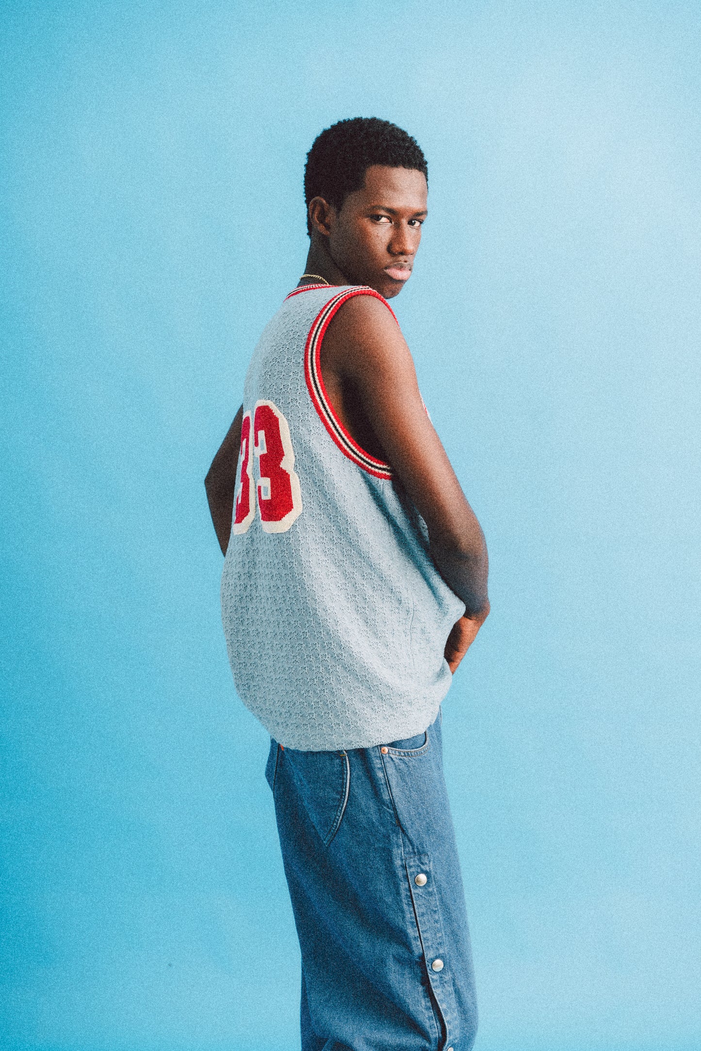 KNITTING BASKETBALL SHIRT (LIGHT BLUE)