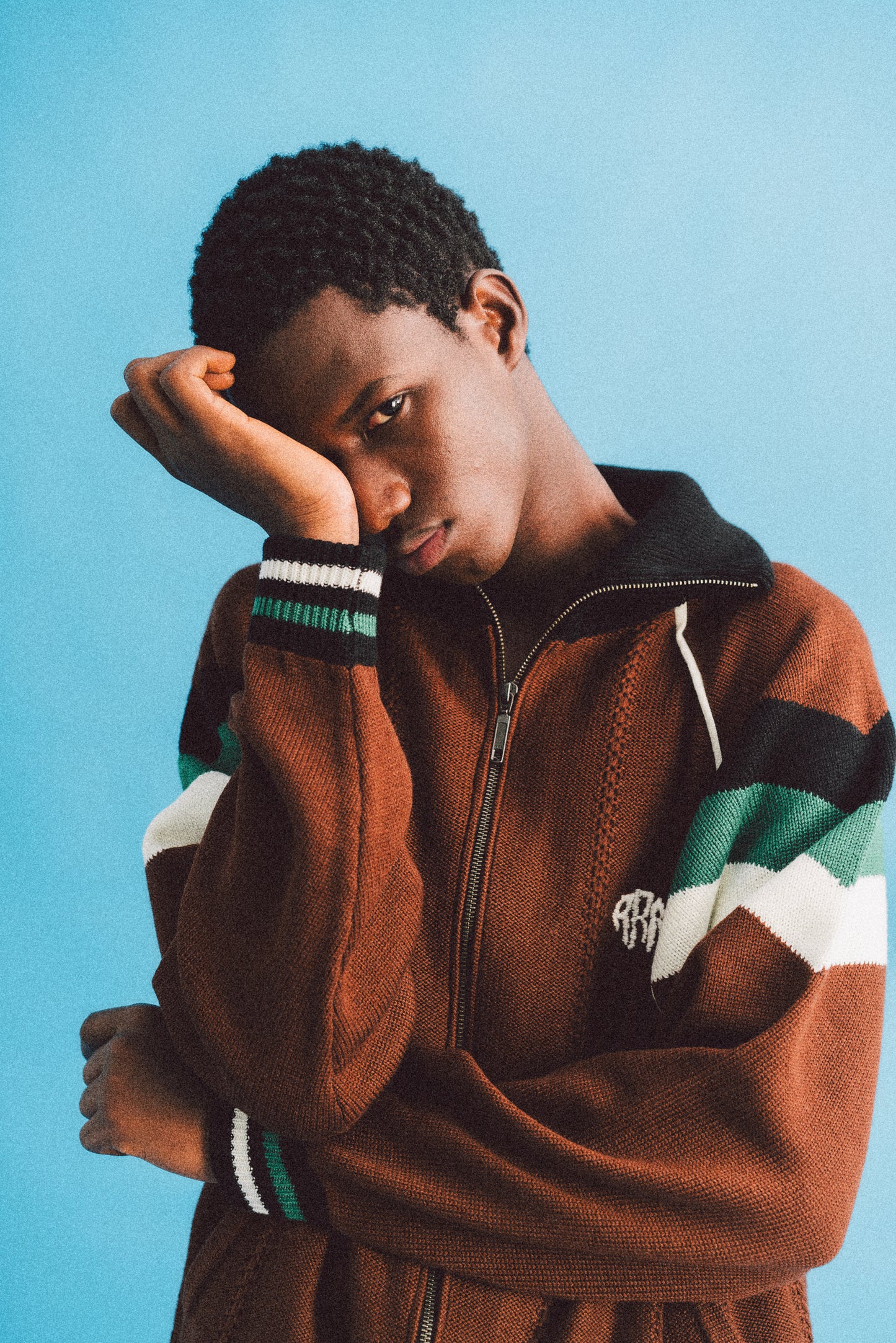 KNITTING TRACK JACKET (BROWN)