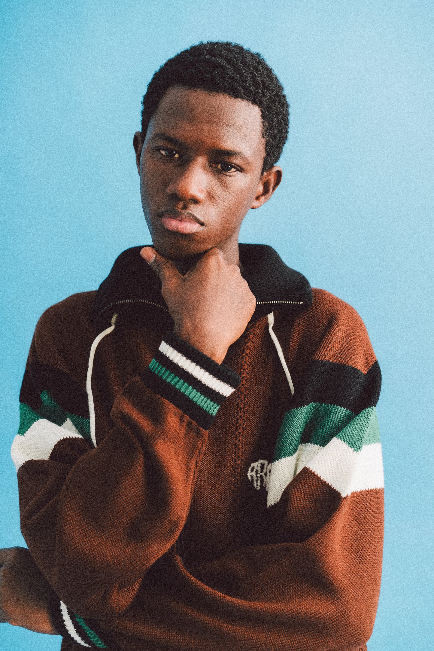 KNITTING TRACK JACKET (BROWN)