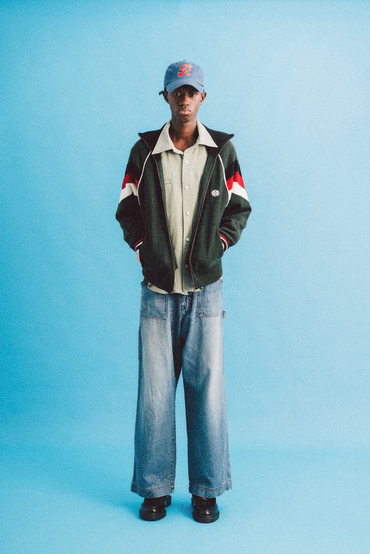 KNITTING TRACK JACKET (DRAK GREEN)