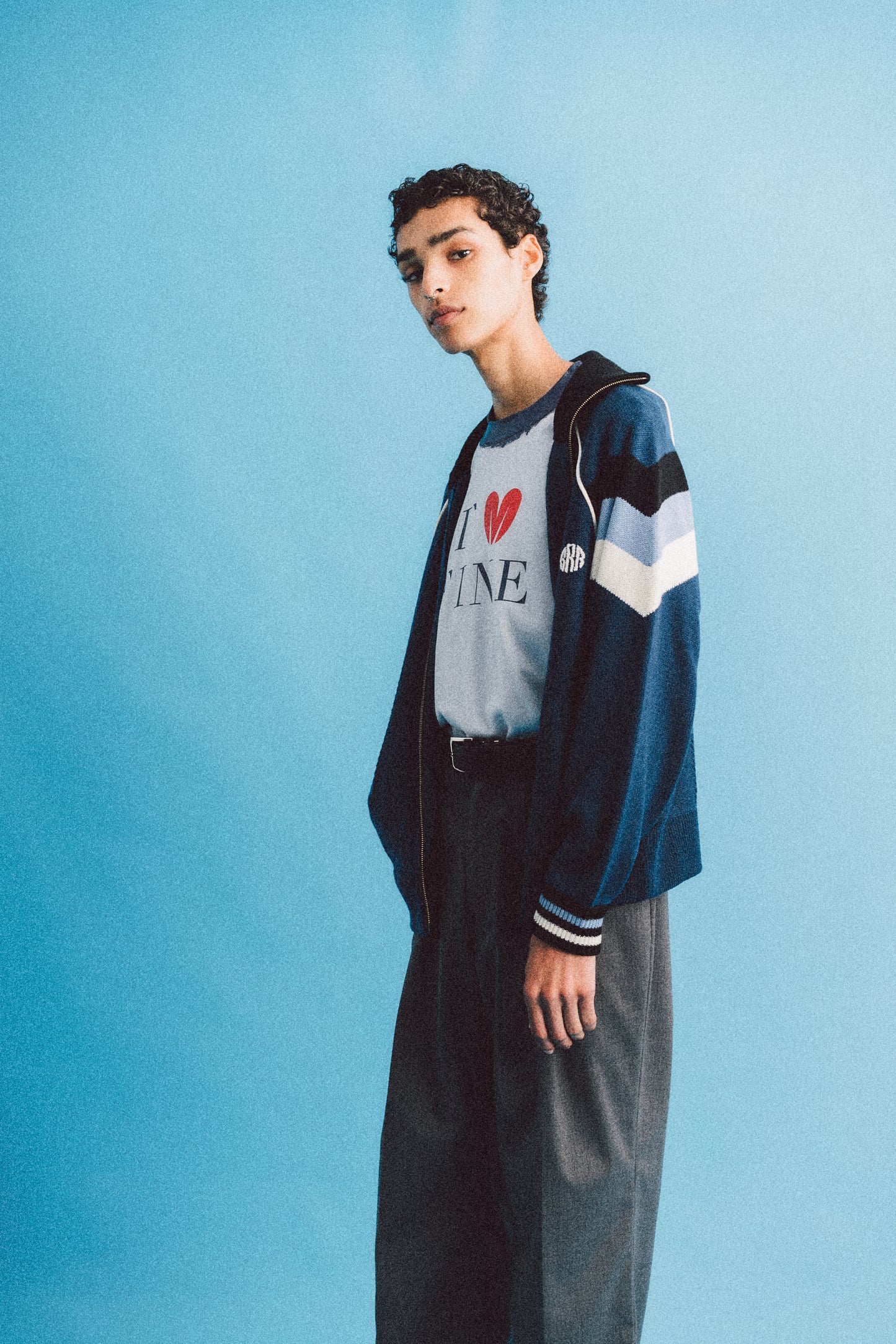 KNITTING TRACK JACKET (NAVY)