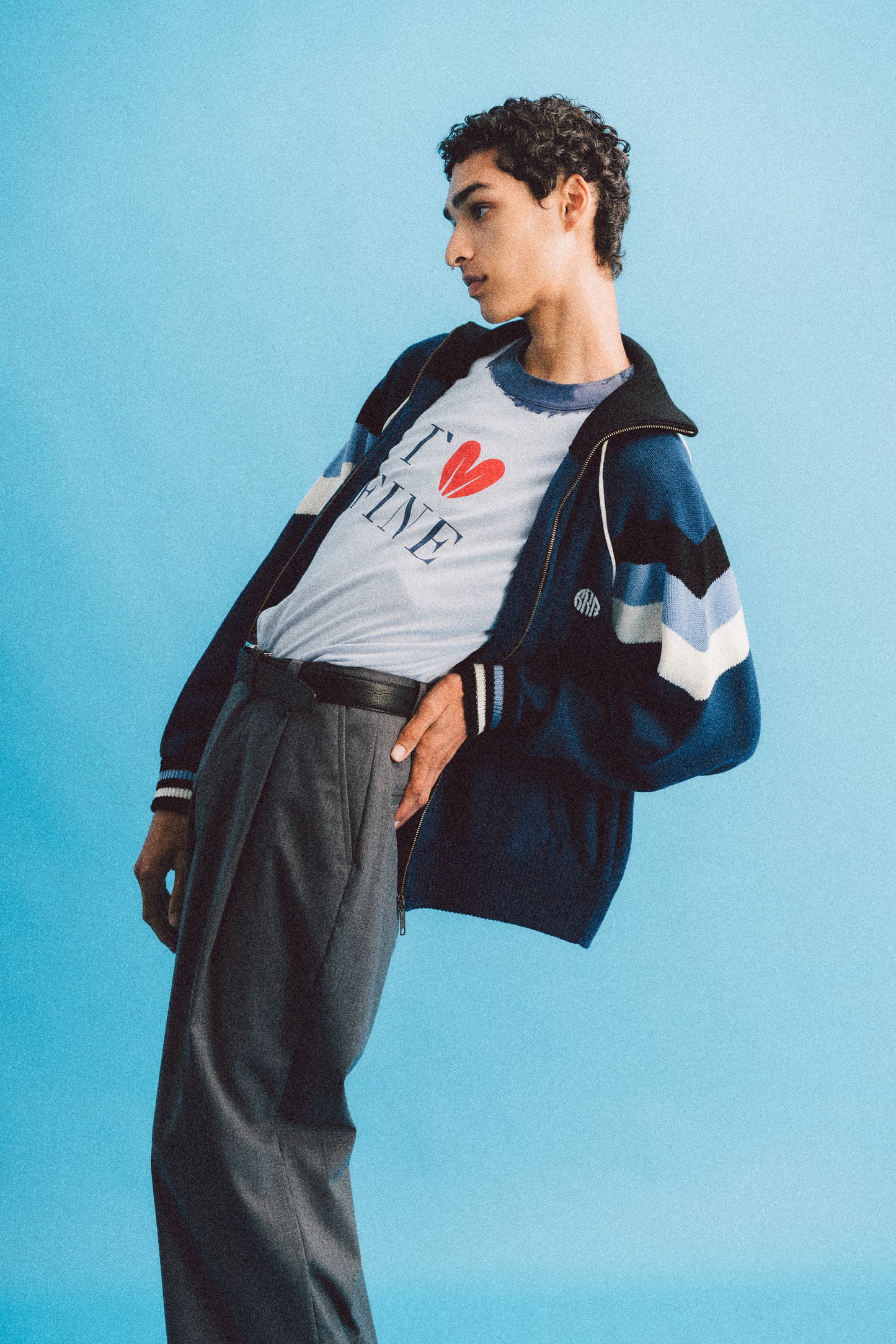 KNITTING TRACK JACKET (NAVY)
