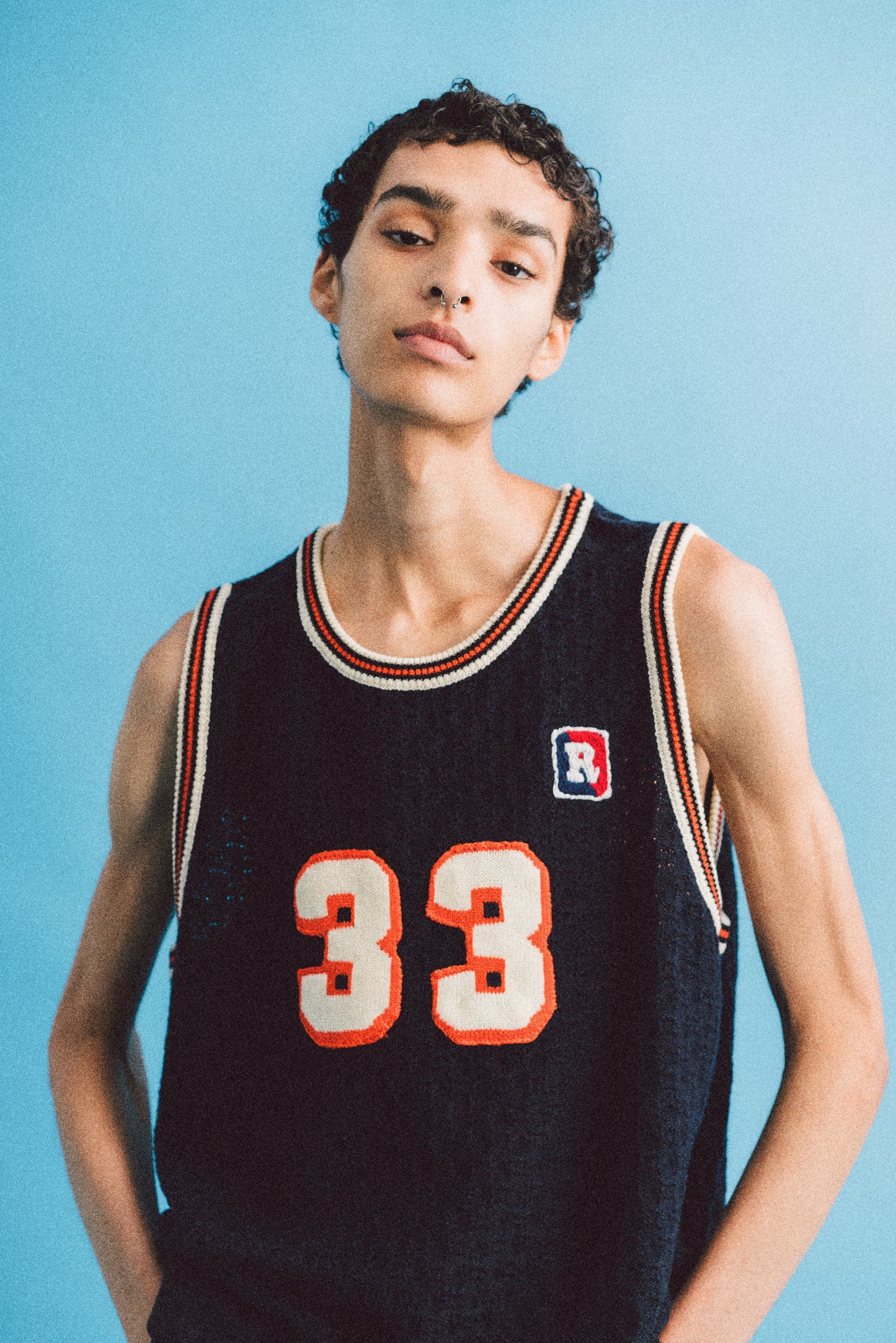 KNITTING BASKETBALL SHIRT (NAVY)