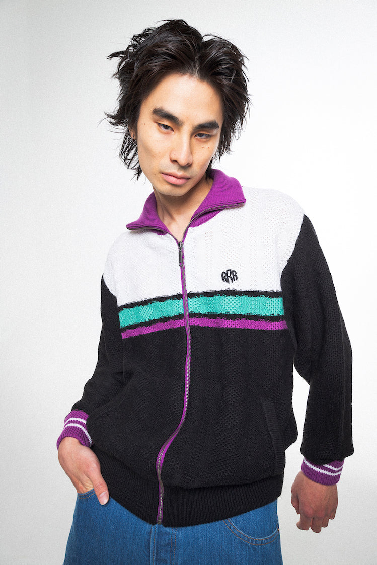 KNITTING JOGGING SUIT JACKET (BLACK)