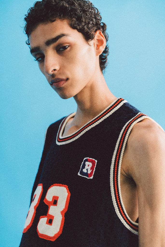 KNITTING BASKETBALL SHIRT (NAVY)