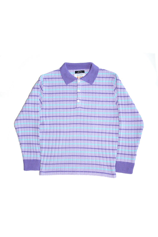 RIBBED KNIT POLO SHIRT (LIGHT PURPLE)
