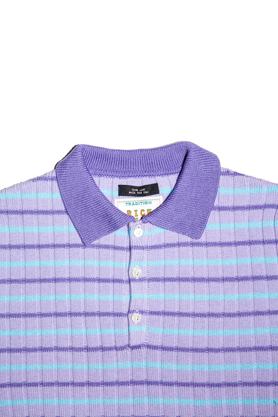 RIBBED KNIT POLO SHIRT (LIGHT PURPLE)