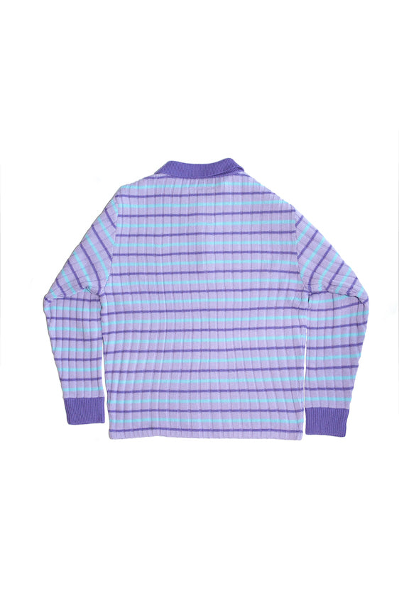 RIBBED KNIT POLO SHIRT (LIGHT PURPLE)