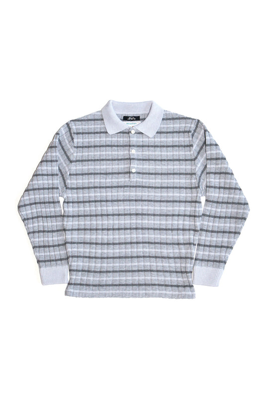 RIBBED KNIT POLO SHIRT (LIGHT GRAY)