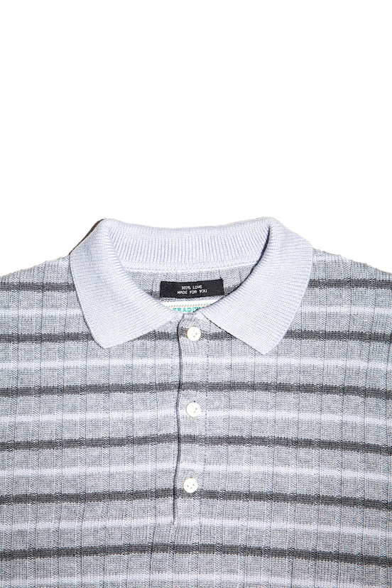 RIBBED KNIT POLO SHIRT (LIGHT GRAY)