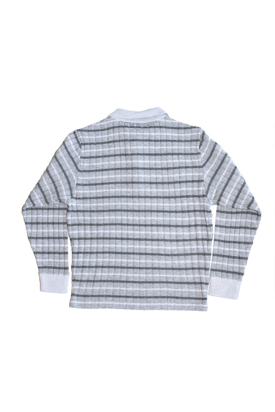 RIBBED KNIT POLO SHIRT (LIGHT GRAY)