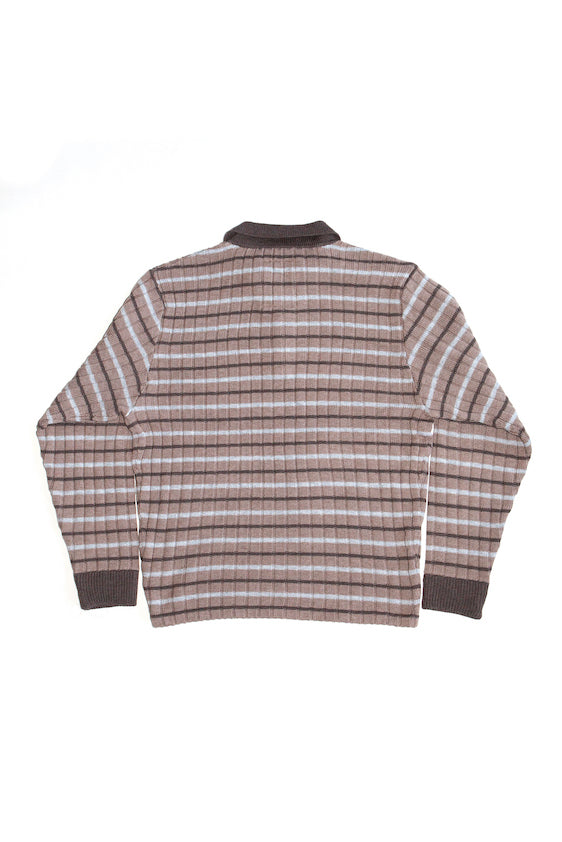 RIBBED KNIT POLO SHIRT (BEIGE)
