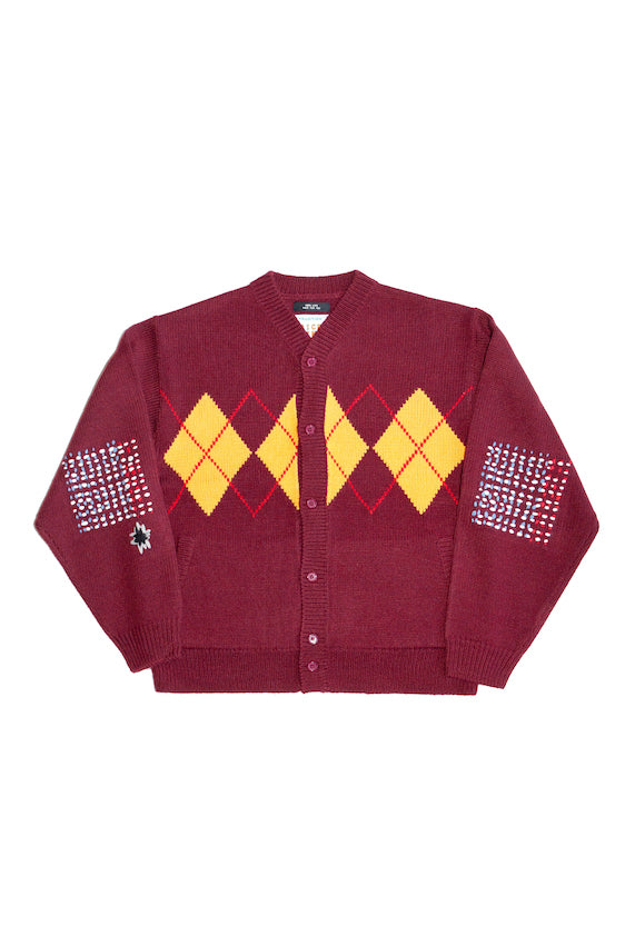 ARGYLE CARDIGAN (WINE RED)