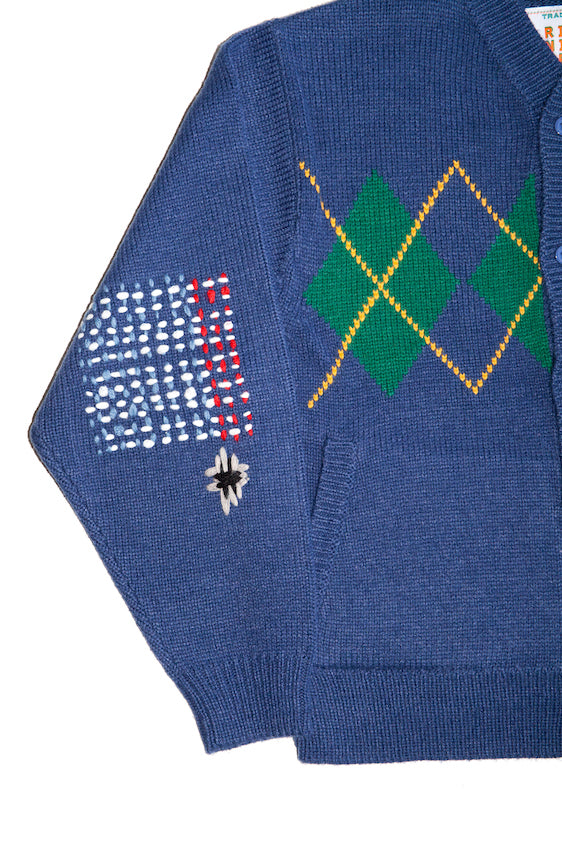 ARGYLE CARDIGAN (NAVY)