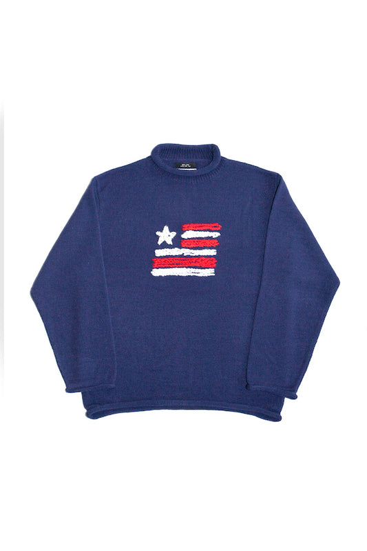 KNITTED ROLL NECK SWEATER (NAVY)
