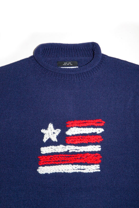 KNITTED ROLL NECK SWEATER (NAVY)