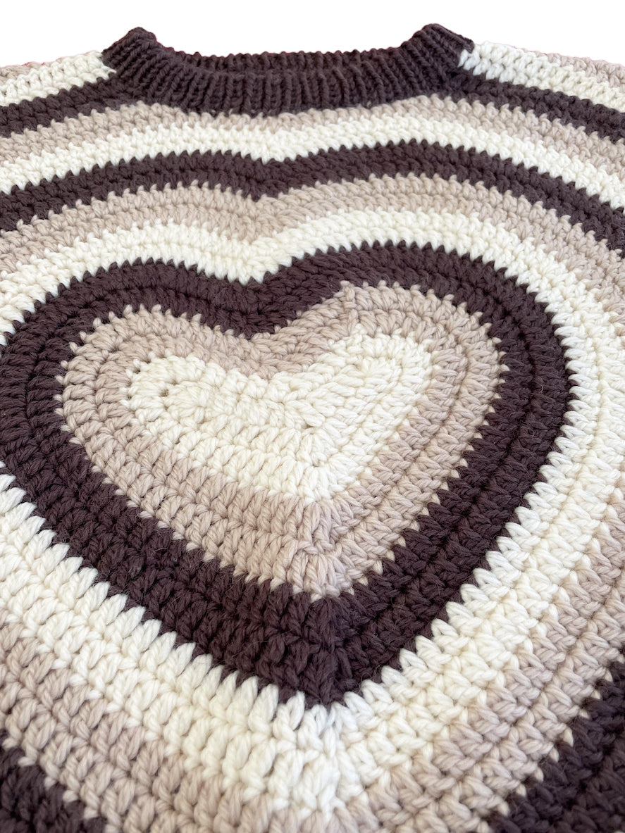 Heart Hand Knitted Sweater (BROWN)