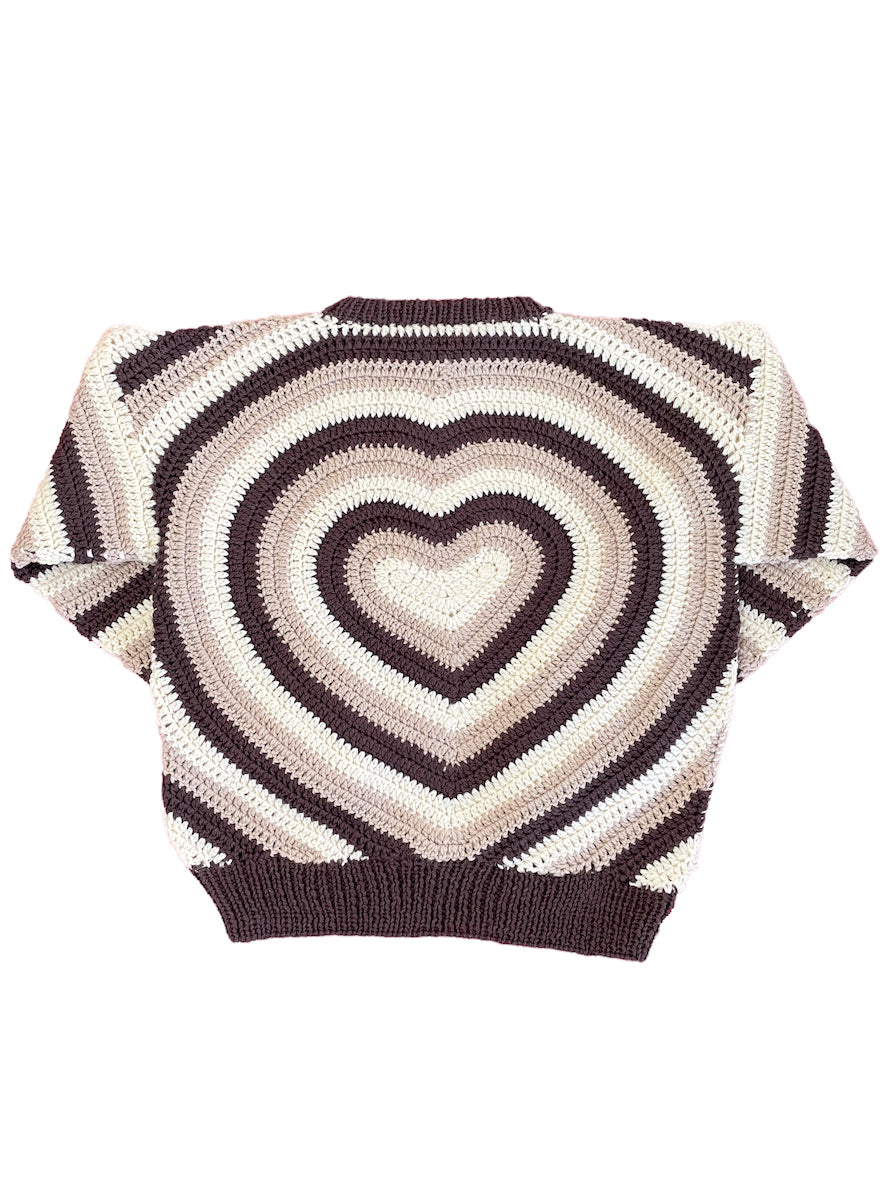 Heart Hand Knitted Sweater (BROWN)