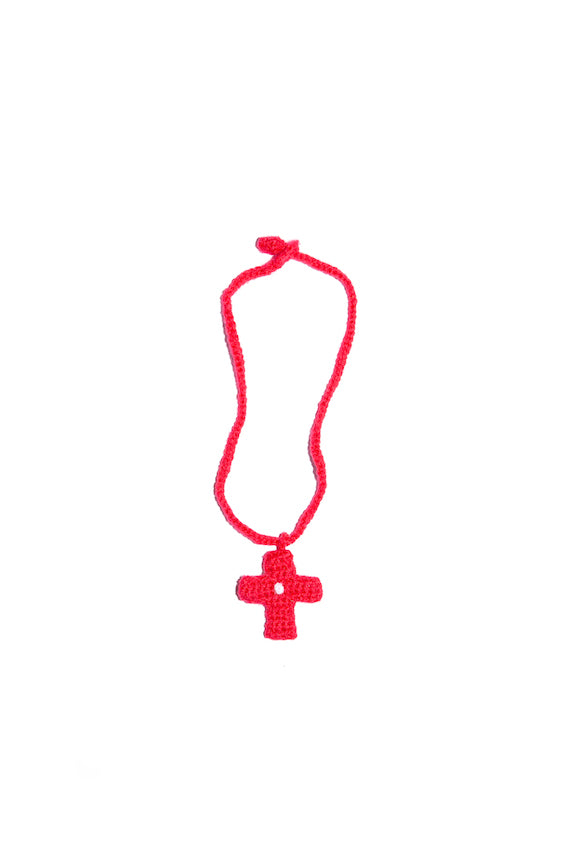 HAND KNIT NECKLACE (RED)