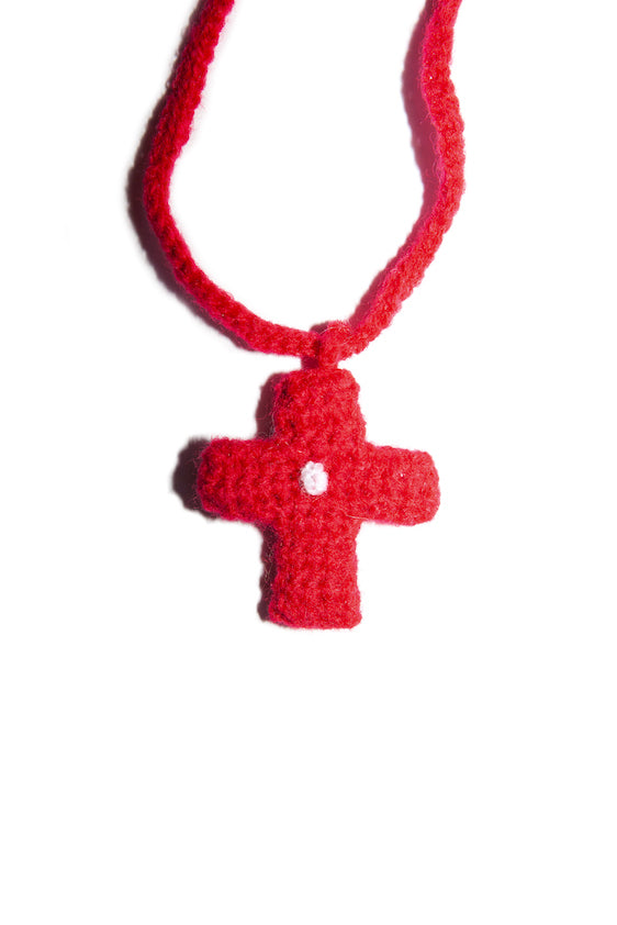 HAND KNIT NECKLACE (RED)