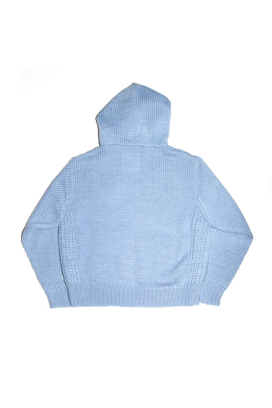 HAND KINITTED ZIP HOODIE (LIGHT BLUE)