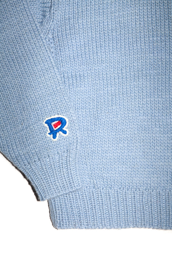 HAND KINITTED ZIP HOODIE (LIGHT BLUE)