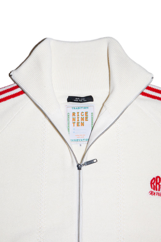 KNITTED TRACK JACKET (OFF WHITE)