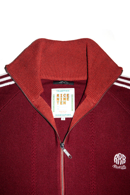 KNITTED TRACK JACKET (WINE RED)