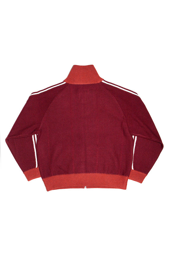 KNITTED TRACK JACKET (WINE RED)
