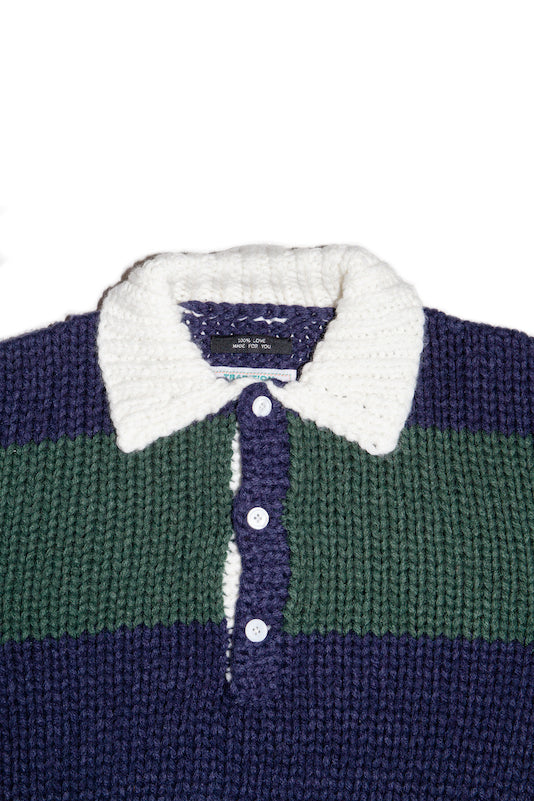 HAND KNITTING RUGBY SHIRT (NAVY)