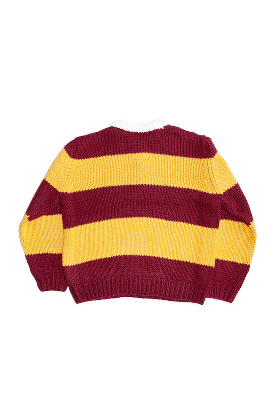 HAND KNITTING RUGBY SHIRT (WINE RED)