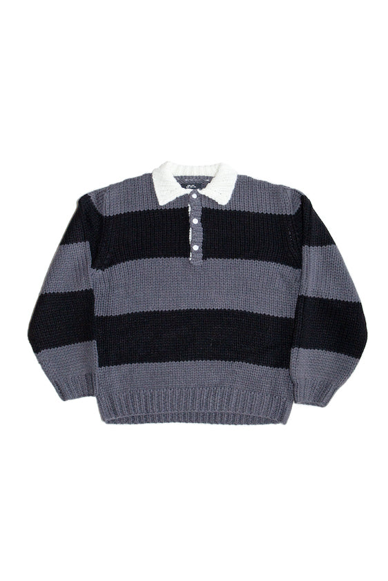 HAND KNITTING RUGBY SHIRT (DARK GRAY)