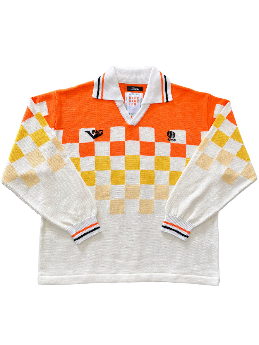 KNITTING CHECKRD SOCCER JERSEY (OFF WHITE)