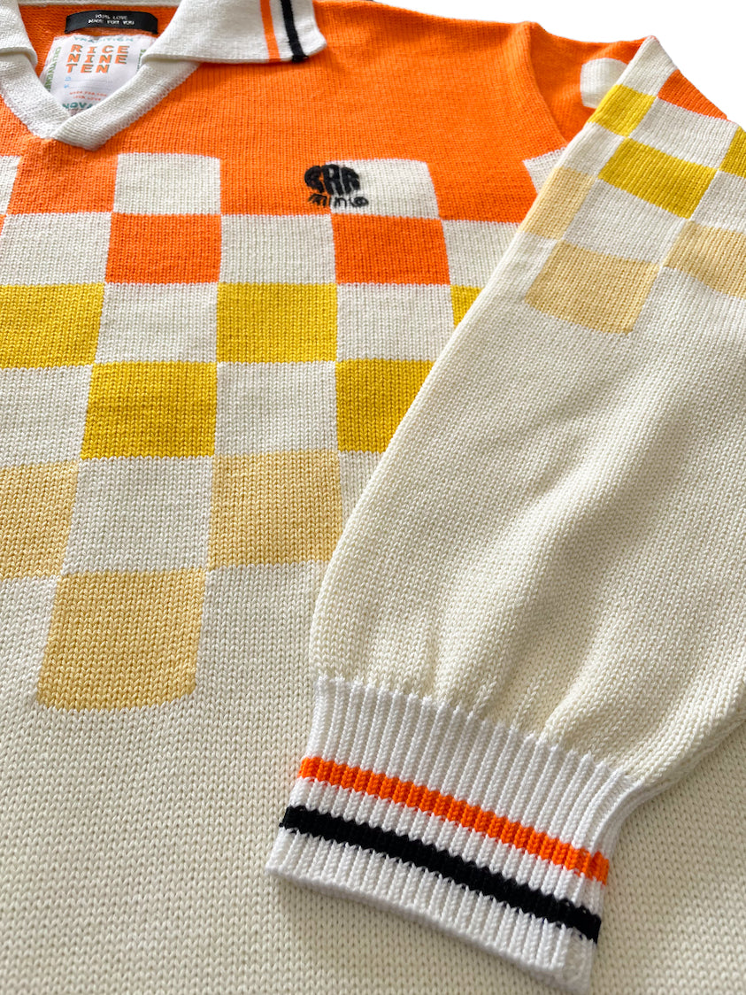 KNITTING CHECKRD SOCCER JERSEY (OFF WHITE)