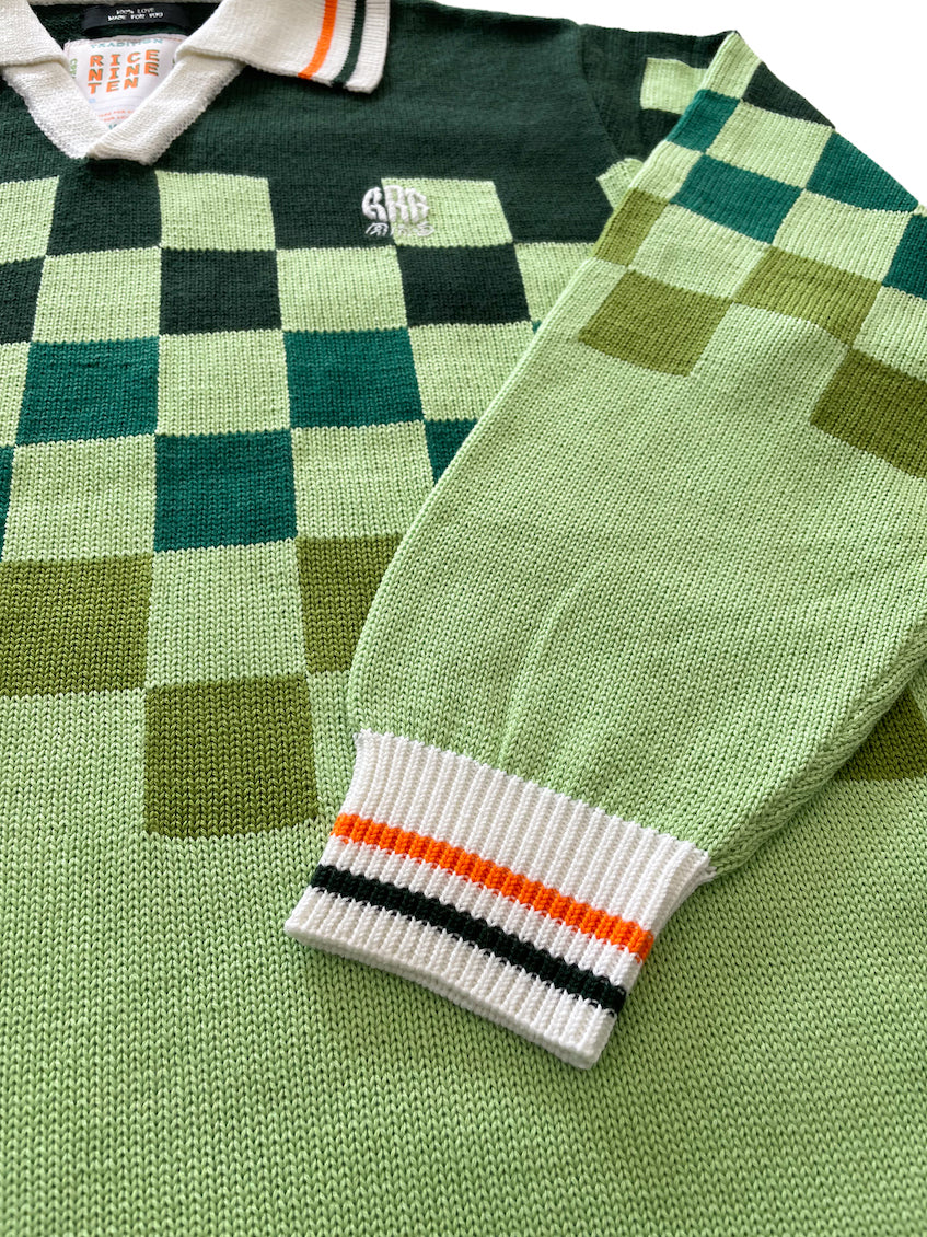 KNITTING CHECKRD SOCCER JERSEY (LIGHT GREEN)
