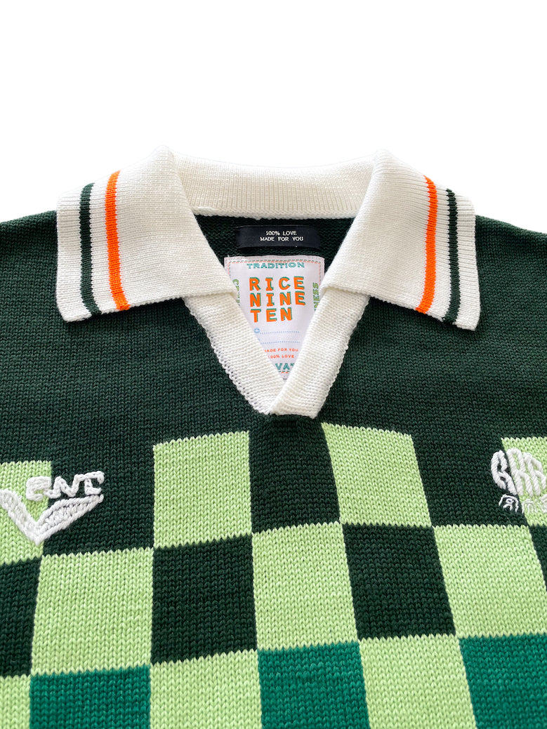 KNITTING CHECKRD SOCCER JERSEY (LIGHT GREEN)