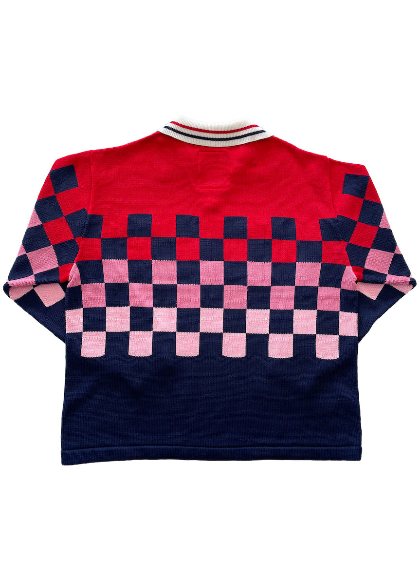 KNITTING CHECKRD SOCCER JERSEY (NAVY)