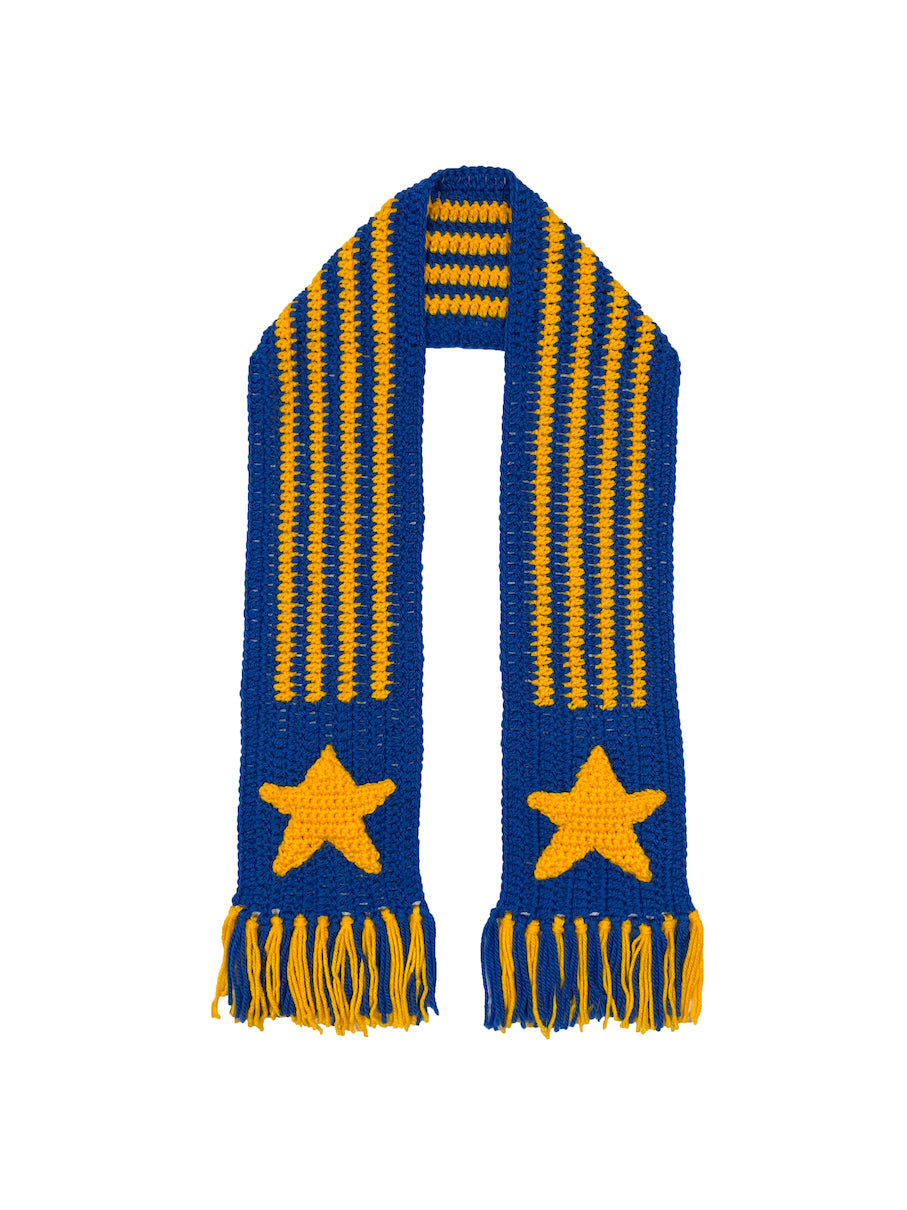 HAND KNITTED CROCHET SCARF (BLUE)