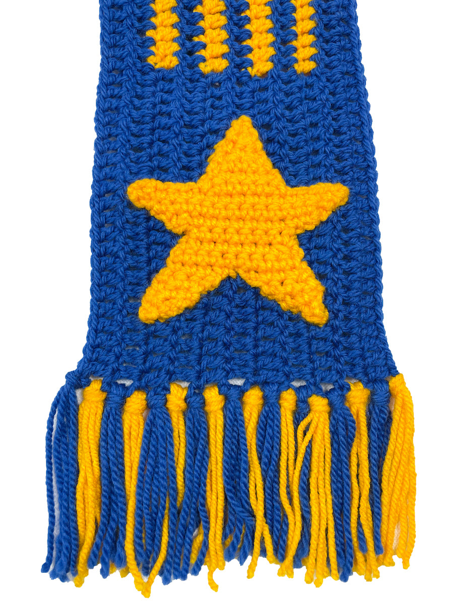 HAND KNITTED CROCHET SCARF (BLUE)