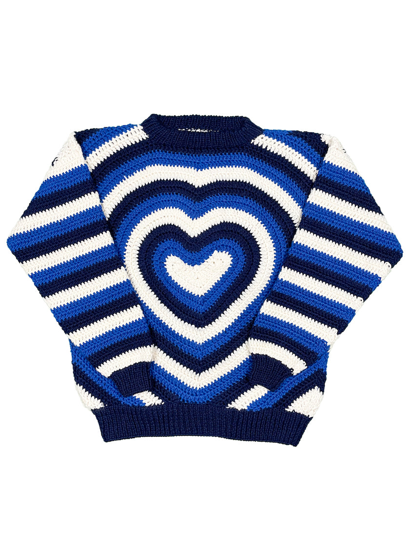 Heart Hand Knitted Sweater (NAVY)