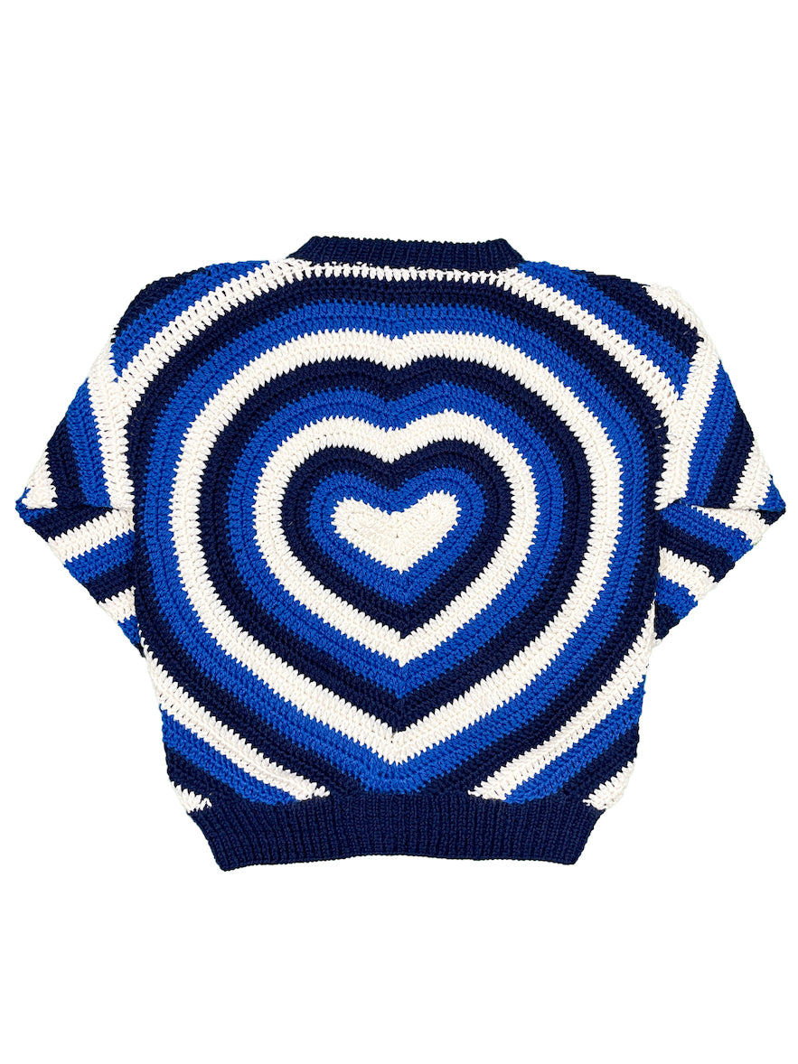 Heart Hand Knitted Sweater (NAVY)