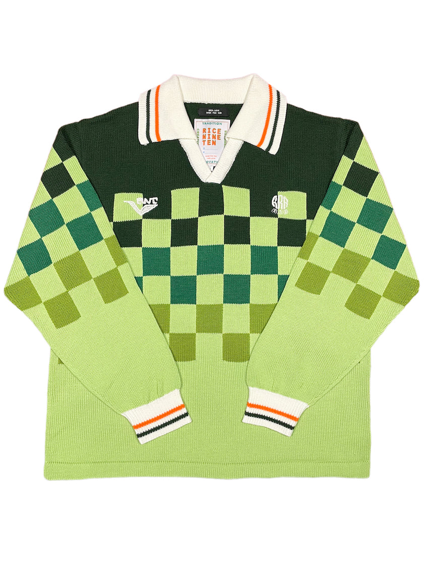 KNITTING CHECKRD SOCCER JERSEY (LIGHT GREEN)