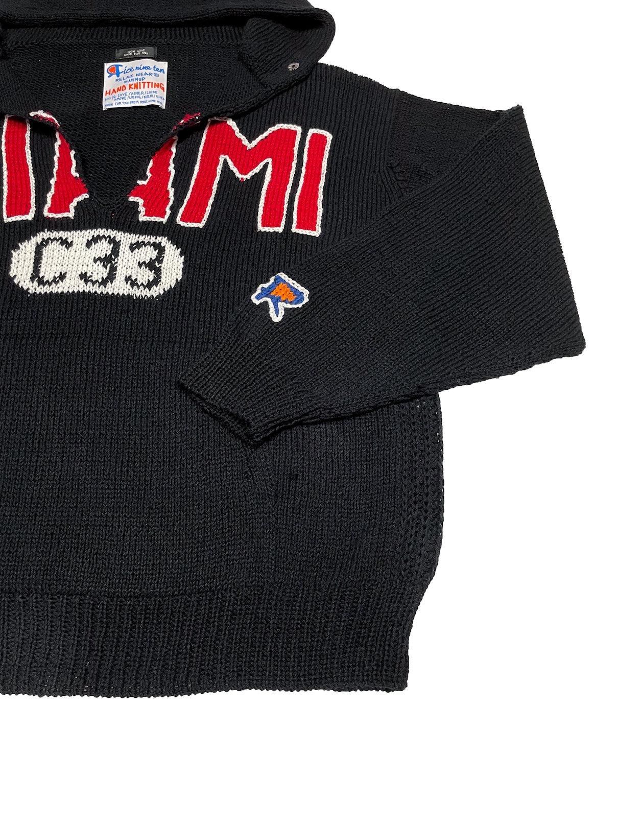 Hand Knitting Cut Off Hoodie (BLACK)
