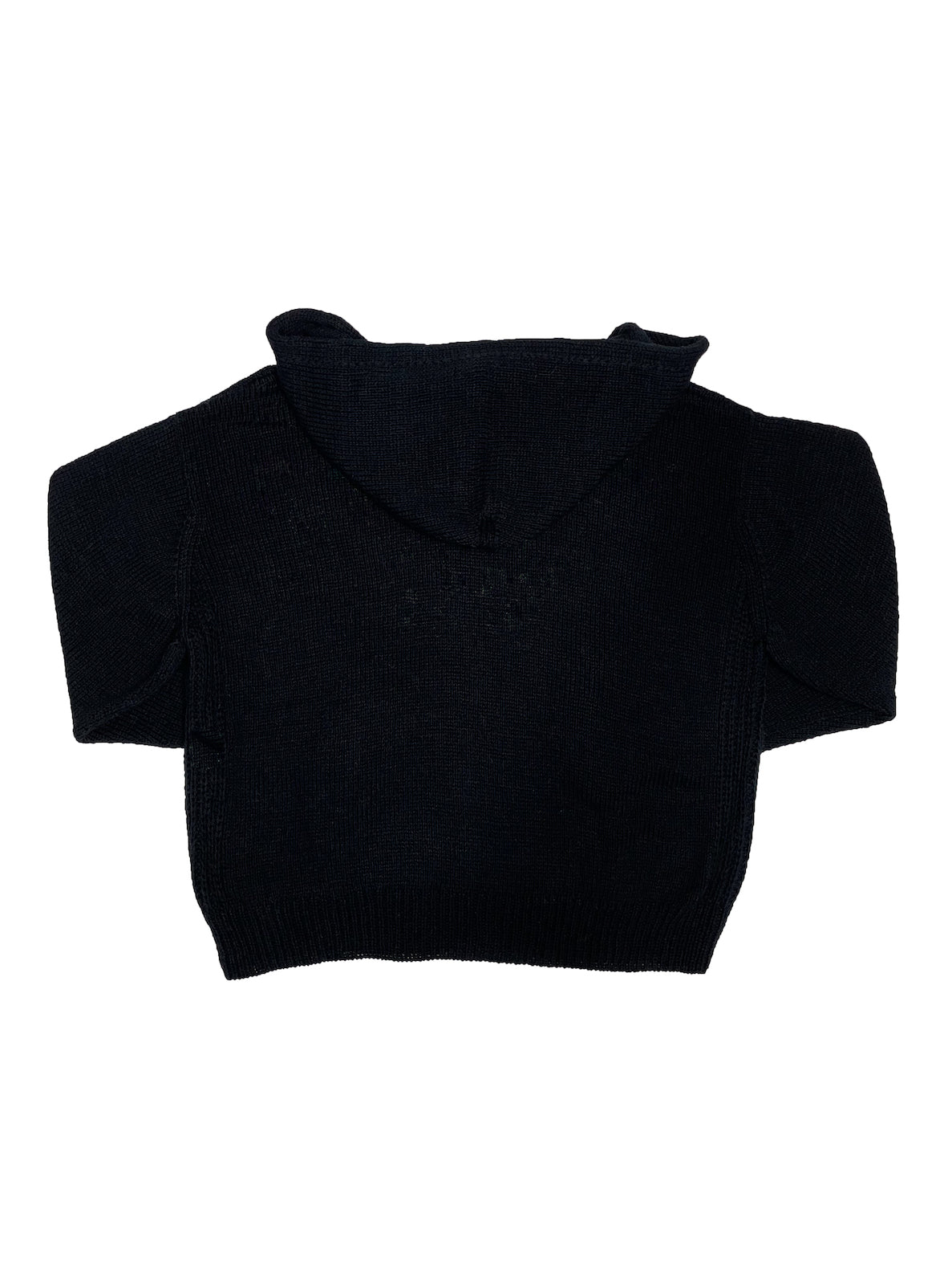 Hand Knitting Cut Off Hoodie (BLACK)