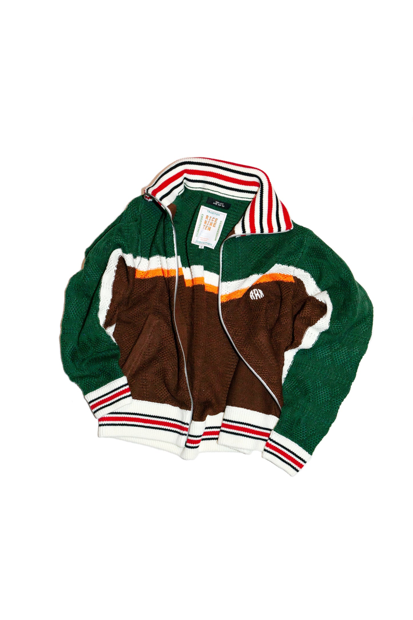MULTICOLOR KNITTED TRACK JACKET (DARK GREEN)